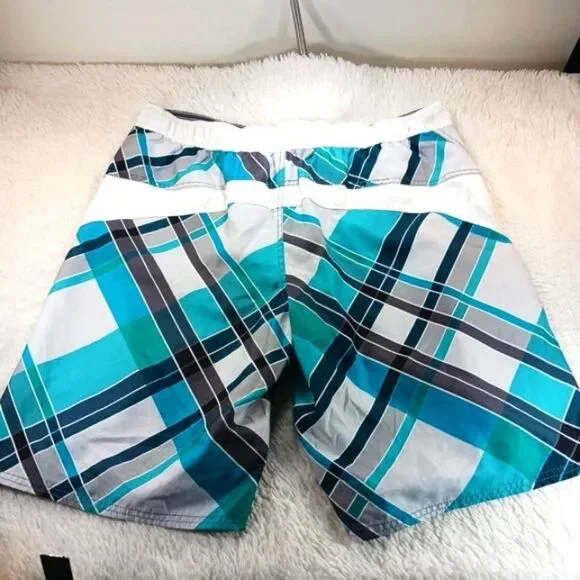 OP Blue and White Geometric Board Shorts Lined. Mens Large 36/38 NWOT - Picture 9 of 9